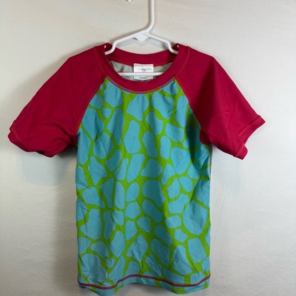 Hanna Andersson Red Green Blue Short Sleeve Rash Guard Kids Size 12 - Picture 1 of 5